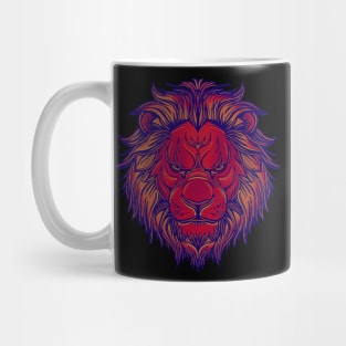 Red lion face with warm highlights Mug